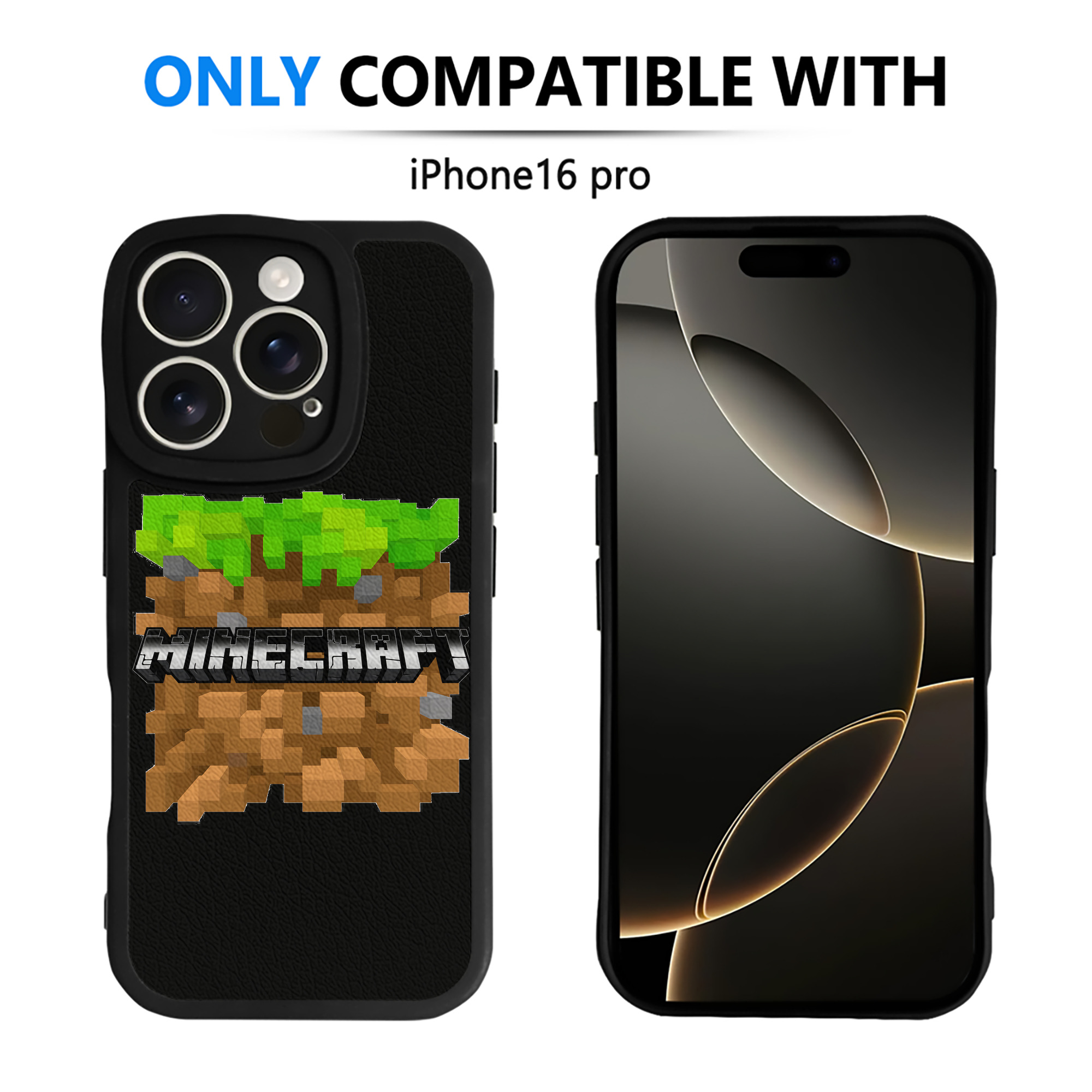 （画像用） マインクラフト ブロックの世界 Minecraft MC Block world 【iPhone 16シリーズ対応】シリコンスマホケース（レザー調） 材質：シリコン